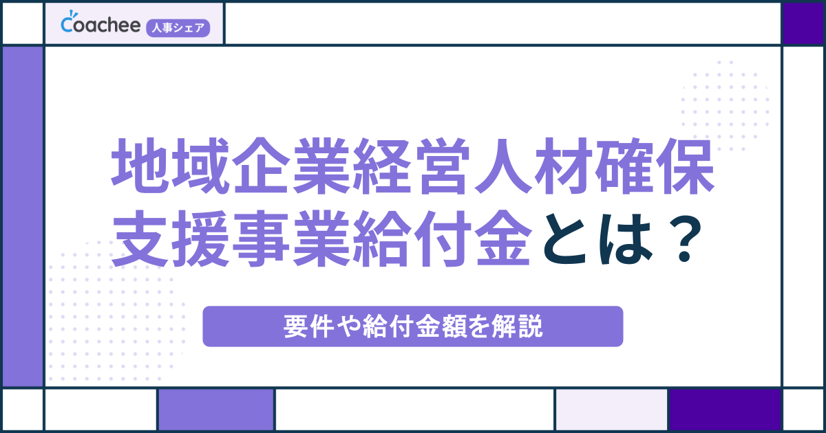 【副業支援】地域企業経営人材確保支援事業給付金（レビキャリ）とは？要件や給付金額を解説